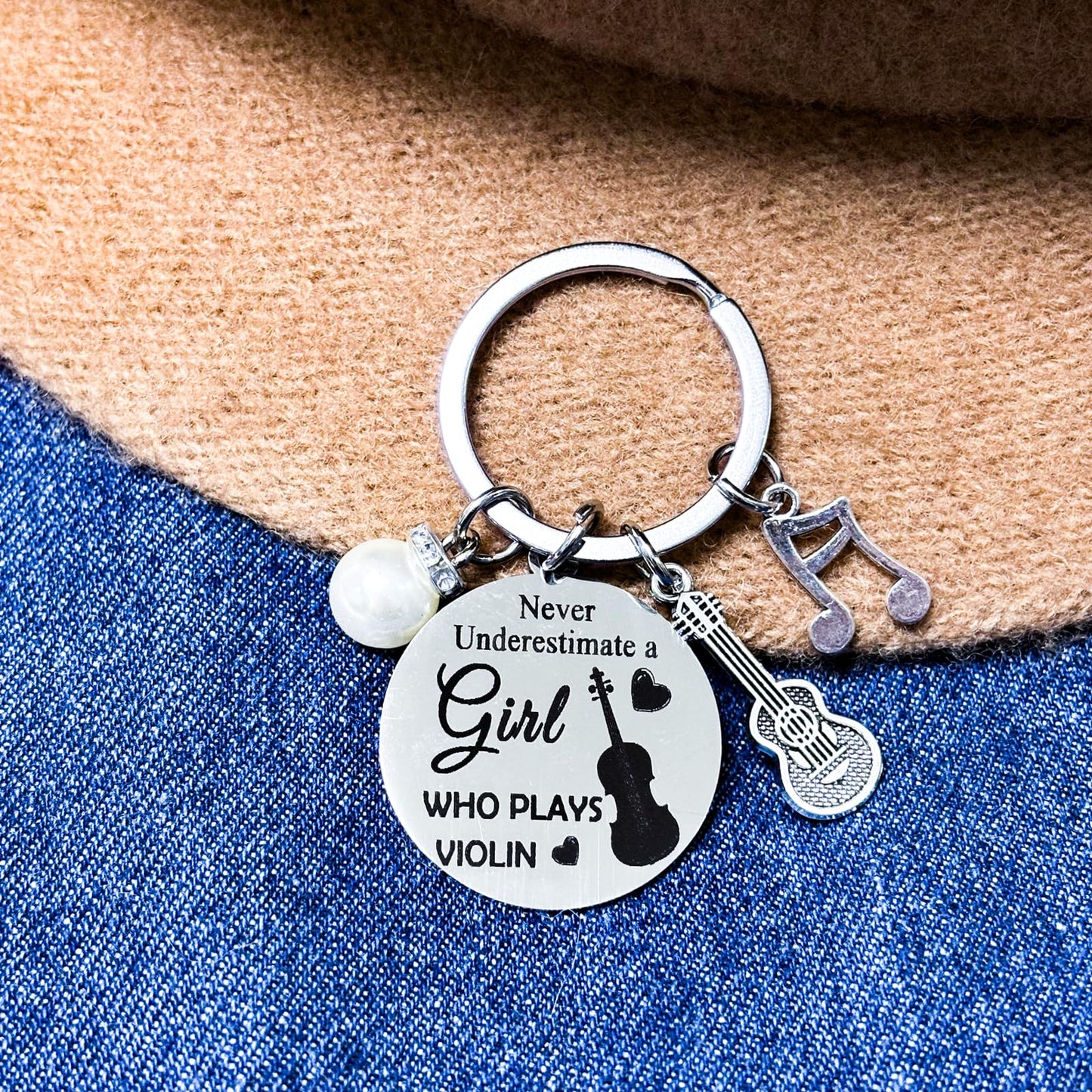 Violin Lover Gifts Violinists Keychain for Christmas Graduation Birthday Thank You Gifts for Violin Teacher Inspirational Keyring for Music Player Women Girl Students Musical Instrument Jewelry