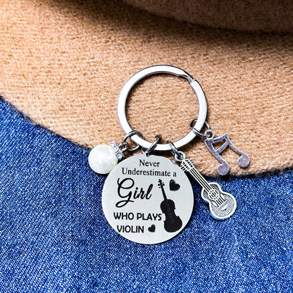 Violin Lover Gifts Violinists Keychain for Christmas Graduation Birthday Thank You Gifts for Violin Teacher Inspirational Keyring for Music Player Women Girl Students Musical Instrument Jewelry