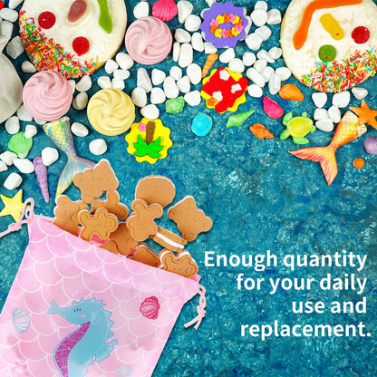 Clabby 12 Pcs Mermaid Drawstring Backpack Bulk Mermaid Party Favor Bags Candy Gifts Treat Bags for Birthday Party Supplies Fish Scales Under the Sea Ocean Theme Decoration