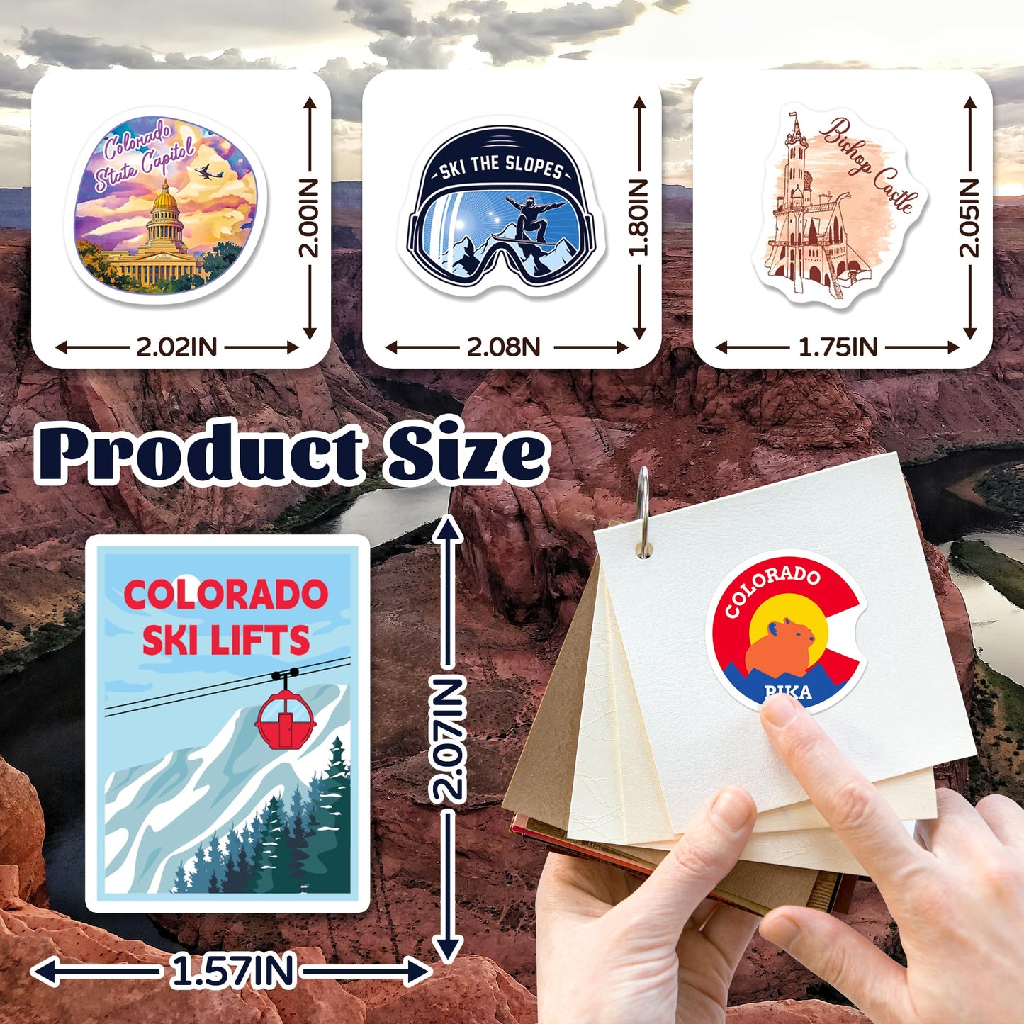 YTSQLER 200 PCS Colorado Stickers, Colorado Souvenirs Stickers for Laptop Water Bottle Suitcase Scrapbook, Vinyl Travel Souvenirs Decals for Adults Women Men