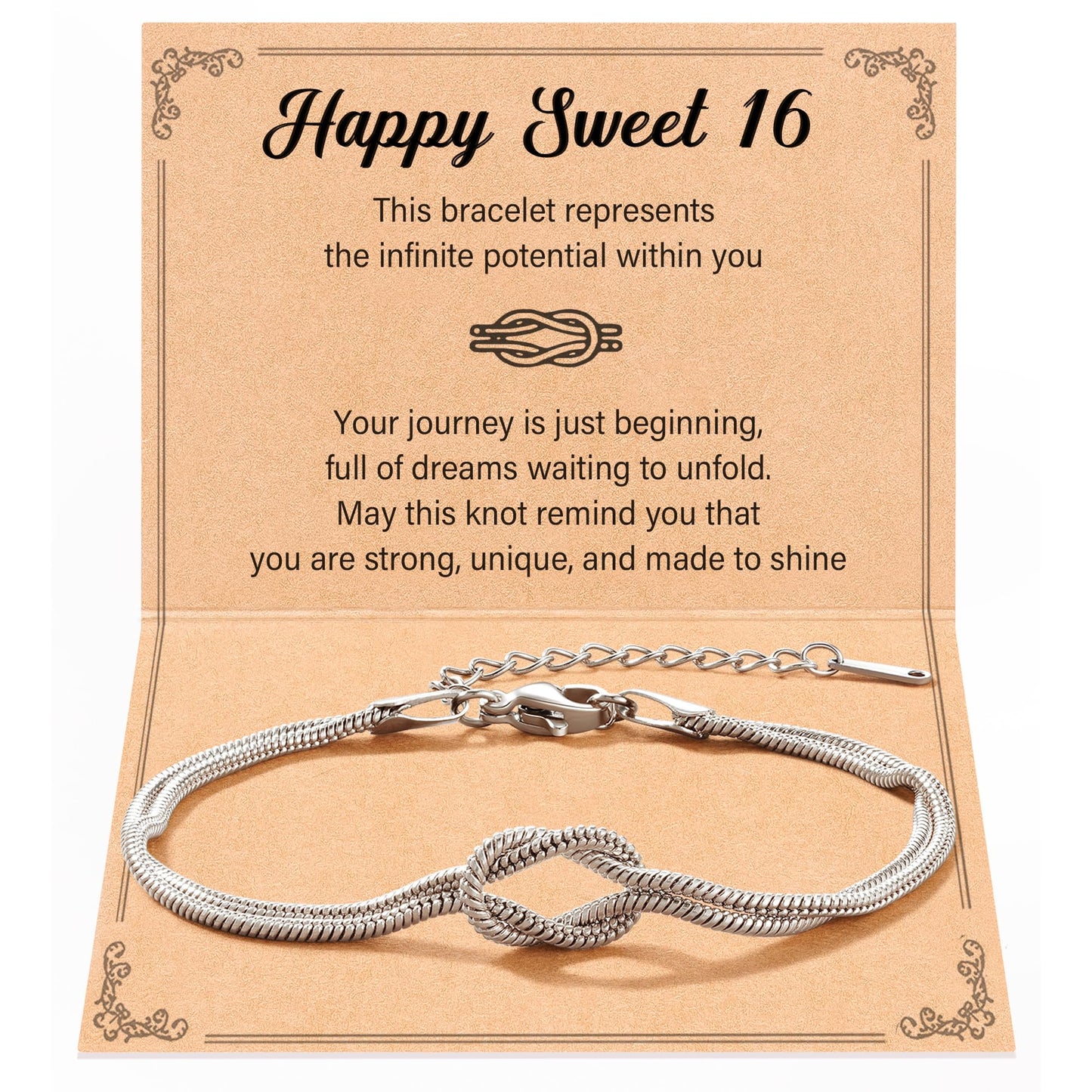Tarsus Love Knot Bracelet Birthday Jewelry, 16th/18th/21st/30th/40th/50th Birthday Gifts for Women Her Girls Female