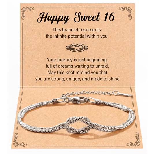 Tarsus Love Knot Bracelet Birthday Jewelry, 16th/18th/21st/30th/40th/50th Birthday Gifts for Women Her Girls Female