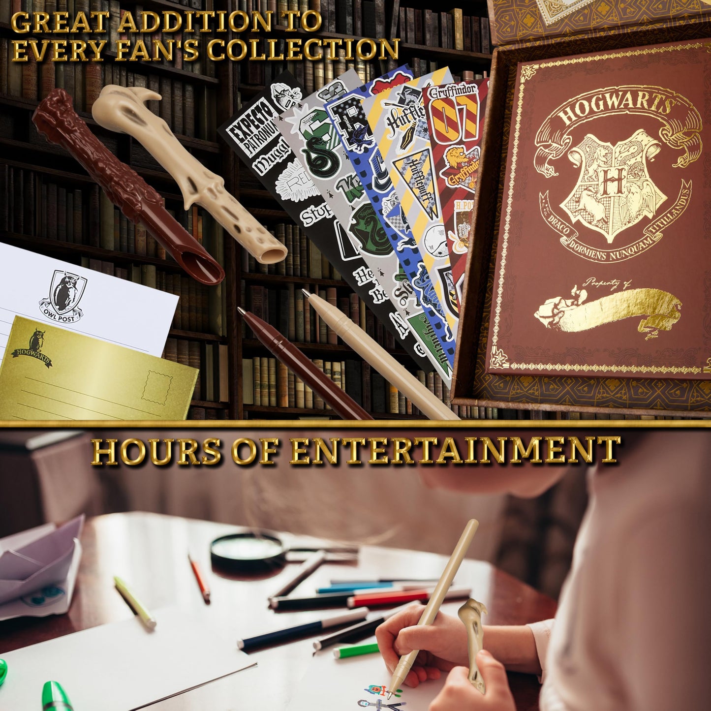 Harry Potter Stationary Set for Kids Teens Adults with Wand Pens Notebook Stickers Sticky Notes School Supplies Journaling Writing Gifts for Kids