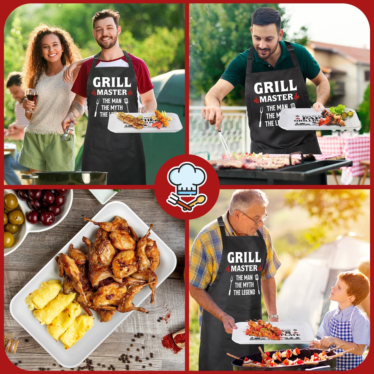 Brother Gifts for Fathers Day Birthday Christmas Valentines Day,Funny BBQ Grilling Platter with Apron Set Gifts for Little Big Adult Brother in Law from Sister, Novelty Grill Aprons for Brothers Men