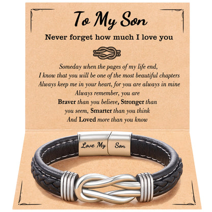 Tarsus Bracelet for Son/Grandson/Nephew, Gifts for Teen Boys Leather Knot Bracelet, Graduation Christmas Birthday Gifts