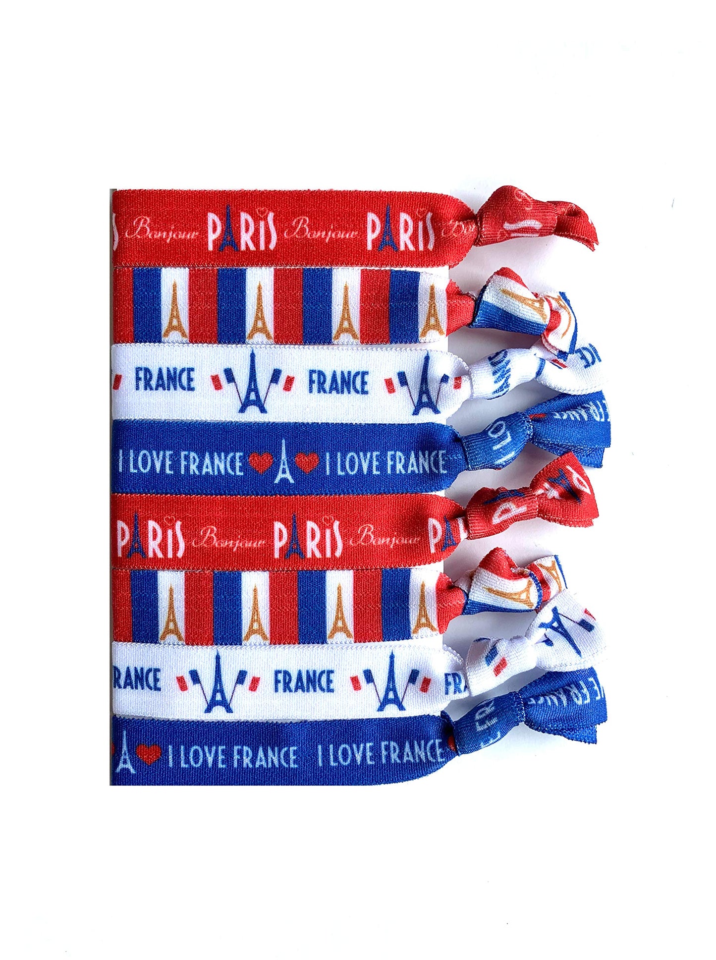 8 Count Hair Ties - French Accessories - French Gifts - Paris - Bonjour - Four Colors