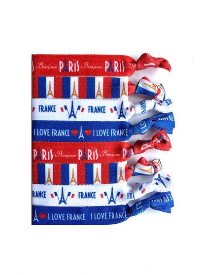 8 Count Hair Ties - French Accessories - French Gifts - Paris - Bonjour - Four Colors