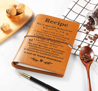 Babysitter Recipe Cookbook-Appreciation Thank You Gift-Birthday or Christmas Gift for Nanny or Caregiver-Removable Binder Notebook with Blank Recipe Pages-Recipe for a Special Babysitter Keepsake