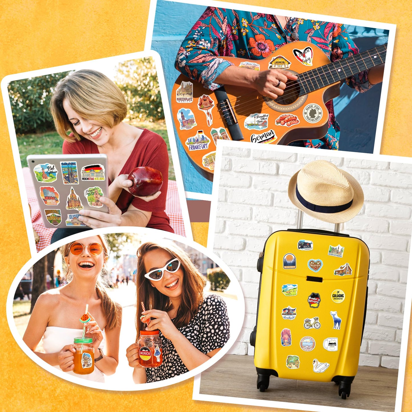 200PCS Germany Stickers, Waterproof German Travel Stickers for Luggage Water Bottles Laptops, German-Themed Gifts for Women Men, Germany Souvenir & Decor