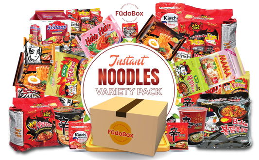 FUDOBOX Asian Instant Ramen Noodles Variety Pack | Mild to Bold Flavors with Chopsticks | Quick Meals and Student Care Package | 15 Pack Assorted