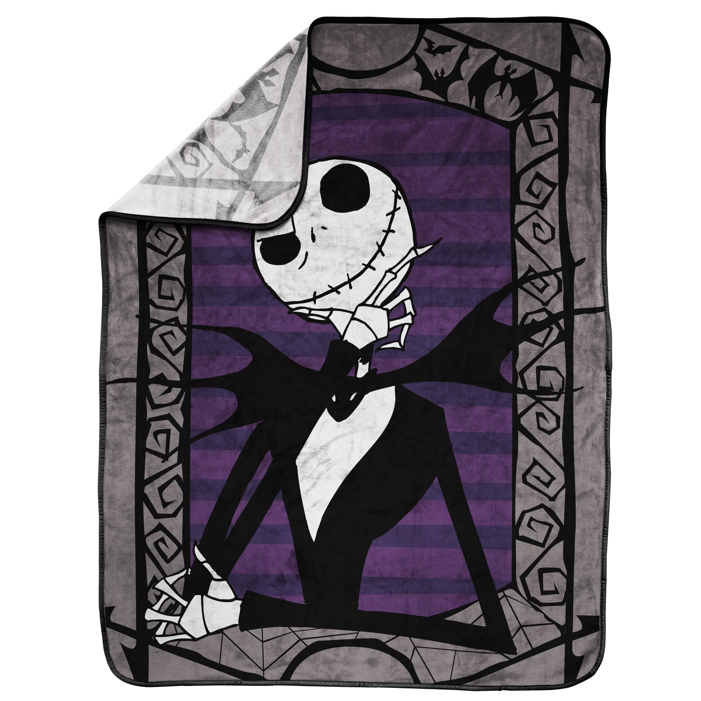 Jay Franco Plush Throw Blanket – Soft & Cozy Fleece Throw for Bedroom & Couch Décor, Official Licensed Product, Gray - Nightmare Before Christmas, 40x50 - Travel Blanket