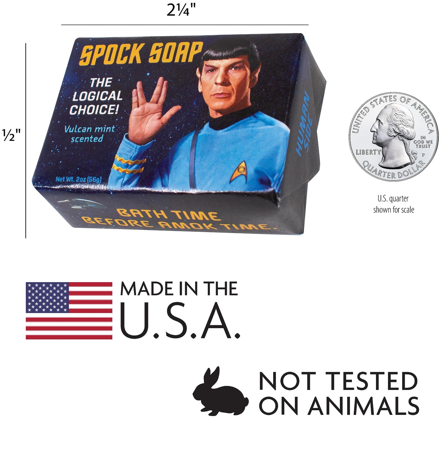 The Unemployed Philosophers Guild Star Trek Spock Soap - Made in the USA, 2oz (56g) Travel or Hotel Sized Guest Bar Soap