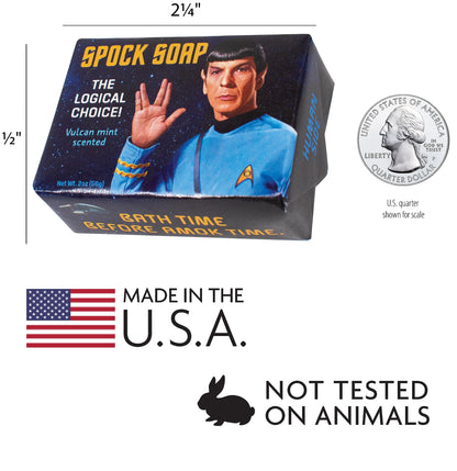 The Unemployed Philosophers Guild Star Trek Spock Soap - Made in the USA, 2oz (56g) Travel or Hotel Sized Guest Bar Soap