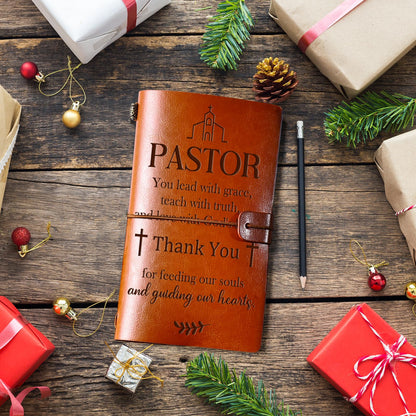 PRSTENLY Pastor Appreciation Gifts Leather Journal, 140 Page Refillable Journal Thank You Retirement Farewell Christmas Birthday Gifts for Pastor Men Women Male Female