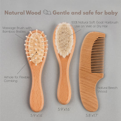 Custom Wooden Baby Brush set, Optional Icons and Fonts, Personalized Wooden Baby Brush and Comb Set, Personalized Baby Gifts, Baby Shower Gift Girls, Boy