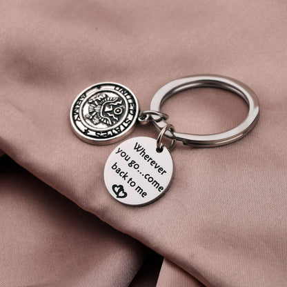 AKTAP Wherever You Go Come Back to Me Graduation Gift Dad Husband Gift Key Ring Deploying Partner Boyfriend Girlfriend