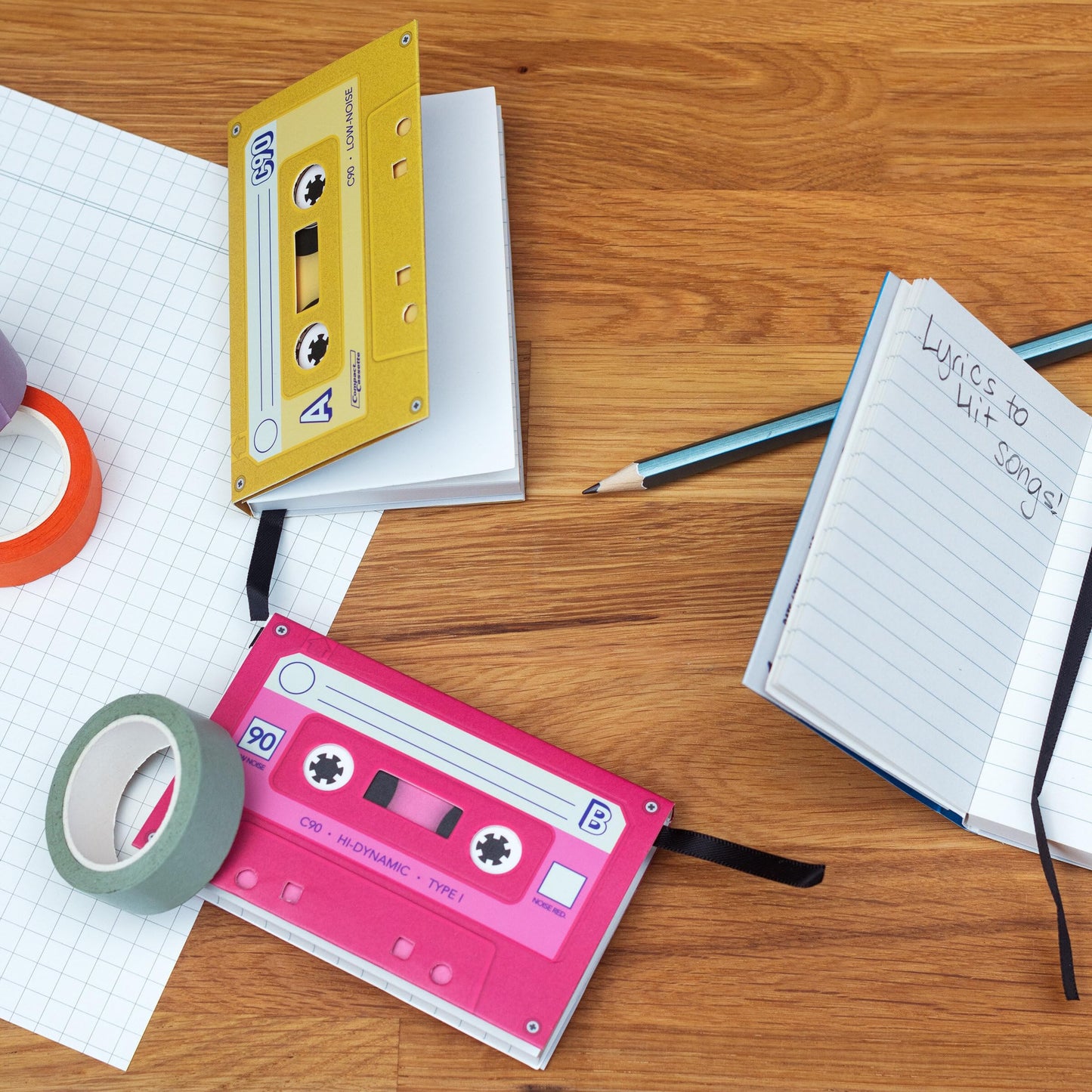 Suck UK Music Notebook - Cassette Tape Notebooks - Mix Tape Book - Retro Themed Gifts - Music Stationery - 80s Retro Gift - Pocket Size Notepad - Mini Tape Record - Multi Colour Mini Notebooks 3 Pack