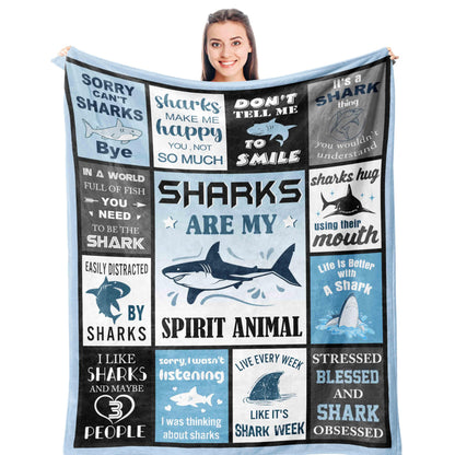 Shark Gifts for Women/Men/Boys/Girls, Unique Shark Lovers Themed Blanket Accessories/Stuff for Kids, Cute Sharks Things Soft Throw 50" x 60"