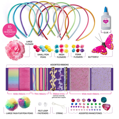 Pretty Me Headband Making Kit for Girls - Arts & Crafts Easter Gift - Make Your Own Fashion Headbands for Kids - DIY Hair Accessories - Gift for Ages 5-12 Year Old Girl - Little Kids Art & Craft Gifts