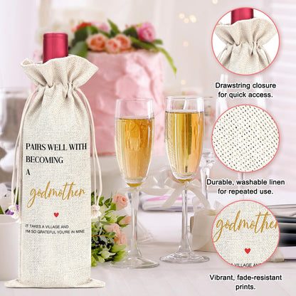 Godmother Proposal Gift Will You Be My Godmother Gift Ideas God Mother Gifts for Women Birthday God Mommy Proposal Gifts from Godchild Fairy Godmom Accessories Include Tote Bag, Glass Cup, Wine Bag