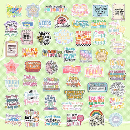 300 PCS Mental Health Stickers, Vinyl Therapy Stickers for Mental Health Journal, Positive Quote Decals for Adult, Therapist Gifts, Journals, Laptops, Water Bottles