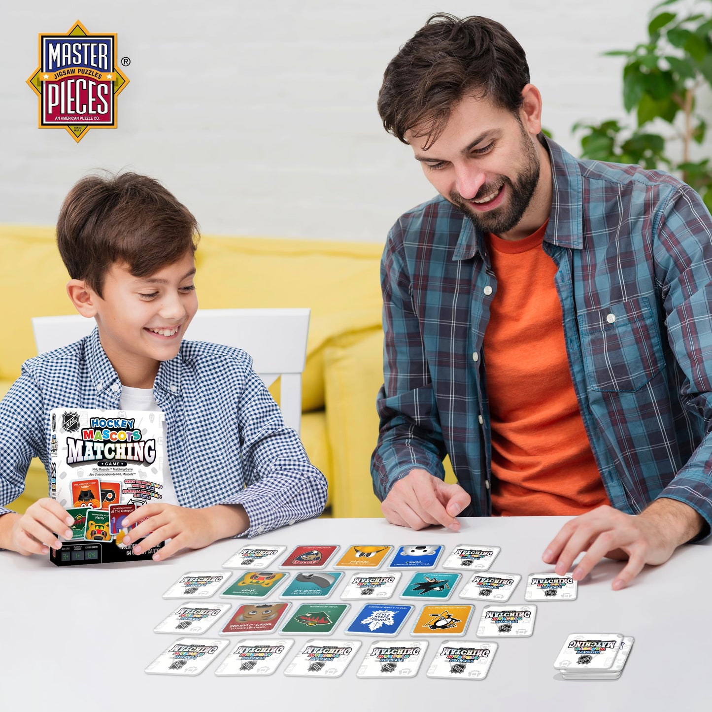 Masterpieces NHL Mascots Matching Game, Officially Licensed Memory Cards, Hockey Toys for Kids Ages 4-8, 18 Card Pairs Team Mascot Match Play, Screen Free Learning, Classroom and Travel Activity Fun