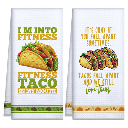 Taco Kitchen Decorative Dish Towels Set of 2,Funny Kitchen Accessories,Hostess Taco Tuesday Gift,Best Housewarming Gifts 2025,New Home Gift Ideas,Mexican Thanksgiving Decor Hand Towels