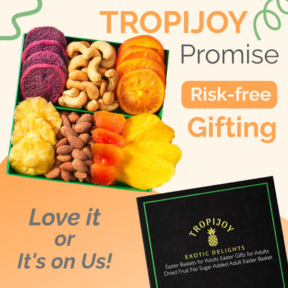 Dried Fruit Gift Basket - 7 Tropical Flavor Dried Fruit Basket Gift |12.5oz Soft Dried Fruit and Nuts Gift Basket - Dry Fruits Gift Box | Healthy Food Gifts for Men Food Gift Baskets for Women Dad Mom