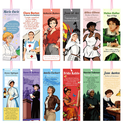 60Pcs Inspirational Feminist Bookmarks Double-Sided Women Empowerment Reading Page Marker with Ribbons Motivational Female Rights Feminism Freedom Stationery Gift for Women Book Lovers Office Supplies