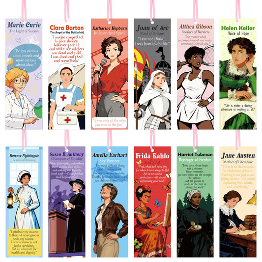 60Pcs Inspirational Feminist Bookmarks Double-Sided Women Empowerment Reading Page Marker with Ribbons Motivational Female Rights Feminism Freedom Stationery Gift for Women Book Lovers Office Supplies