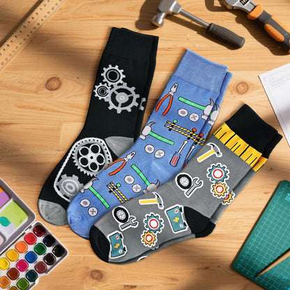 Jeasona Mens Funny Fun Crazy Funky Dress Crew Socks Gifts for Men Dad Grandpa