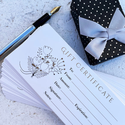 CLEVER SIGNS 100 Blank Gift Certificates – Great for Small Business, Restaurant, Spa, Makeup, Hair Beauty Salon, Wedding, Holiday, Christmas, Birthday