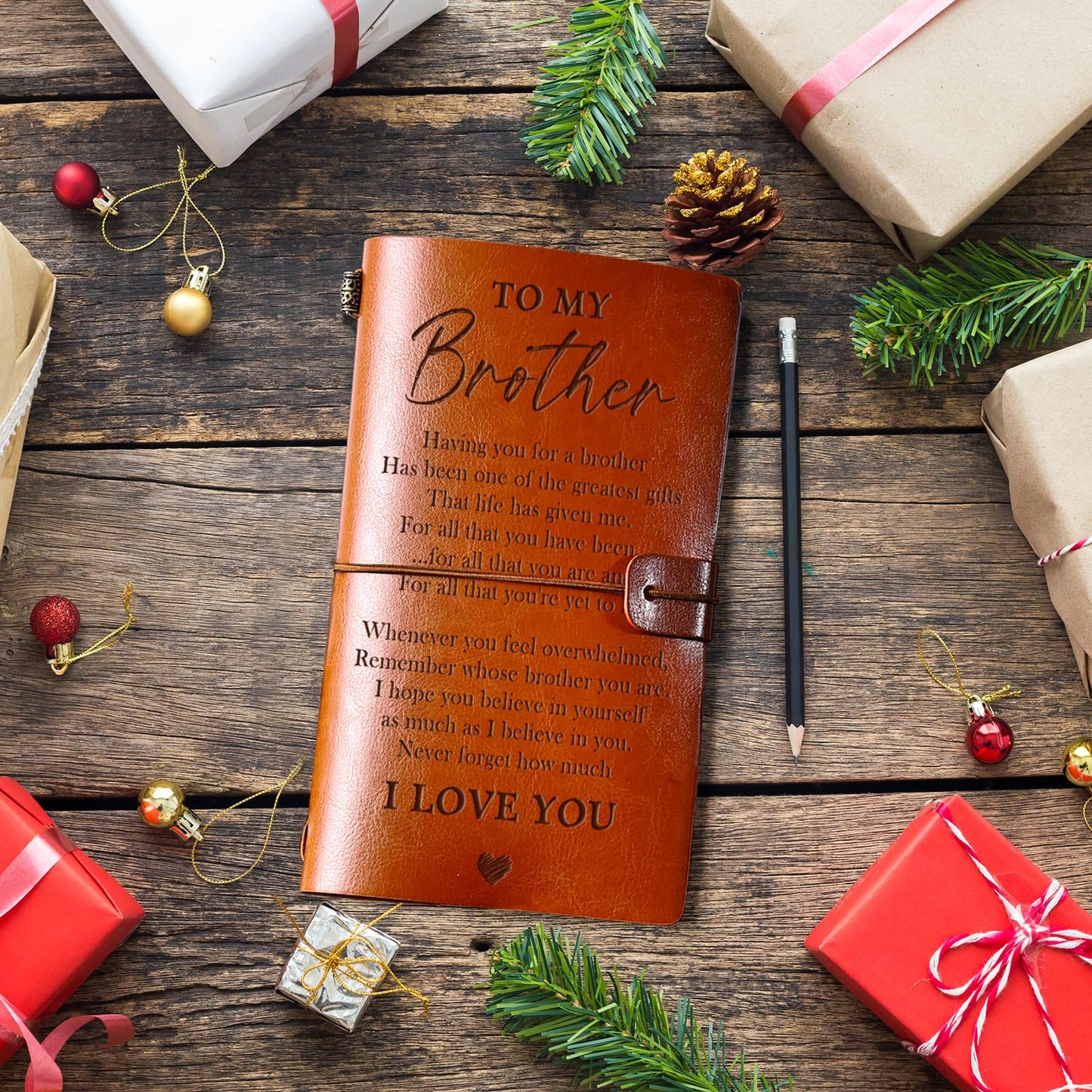 PRSTENLY Gifts for Brother Leather Journal, 140 Page Refillable Journal Notebooks Brother Gifts, Birthday Fathers Day Graduation Back to School Christmas Gift for Brothers from Sister