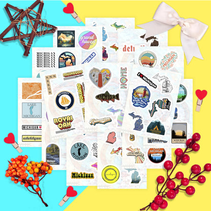 BulbaCraft Michigan Stickers for Water Bottle and Laptop - Michigan State Gifts, Party Supplies & Decorations, Waterproof Vinyl Decals, State Pride and Icon Stickers, Gifts for Women & Men