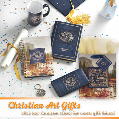 Christian Art Gifts Gift Bag/Tissue Paper Set Trust In The Lord Always Isaiah 26:4 Bible Verse, Blue/Gold, Medium