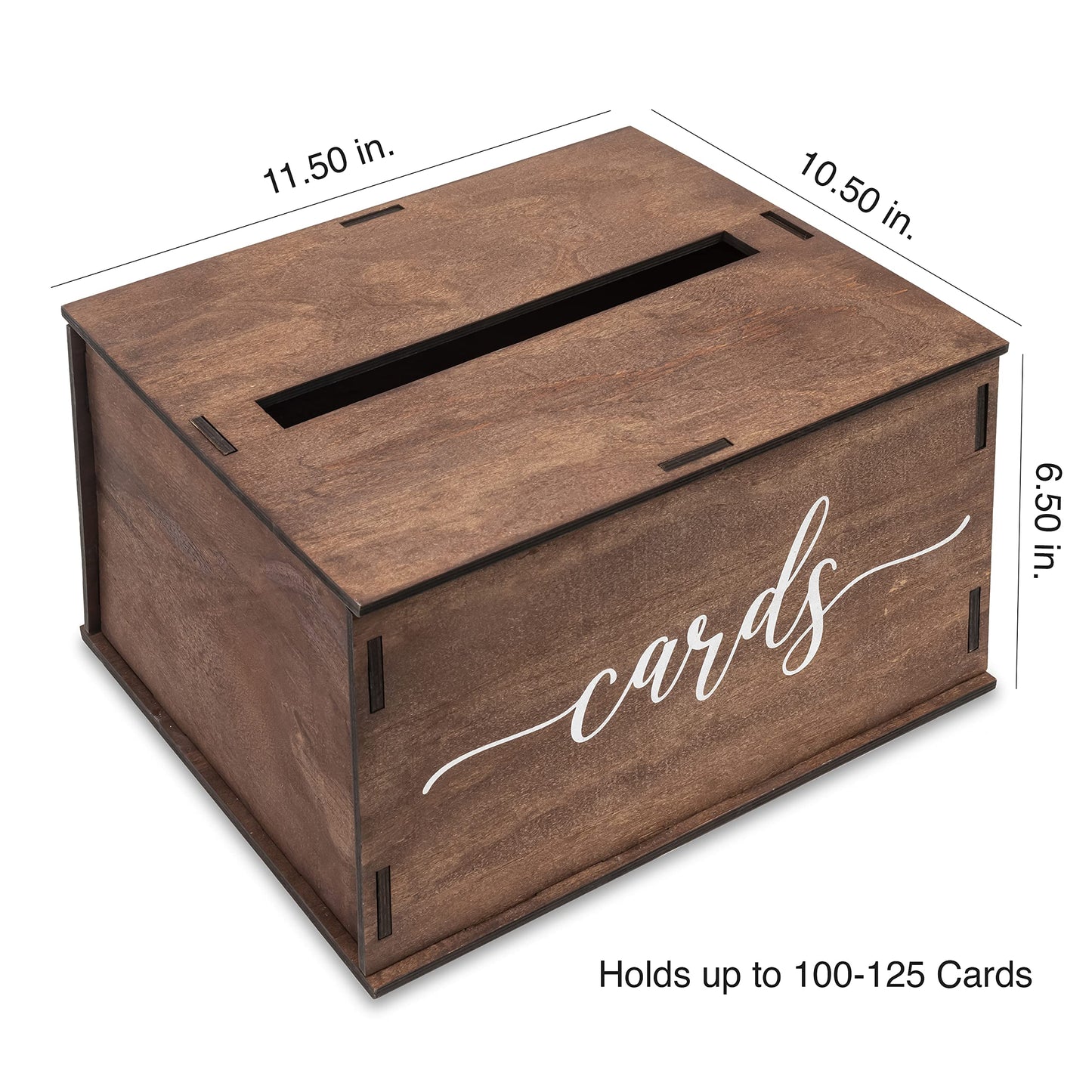 Wooden Wedding Card Box with Slot and Lid | Graduation Card Box for Party 2026 | Grad Gift Money Envelope Holder for Reception, Bridal Shower, Birthday, Retirement | Rustic Keepsake Decorations