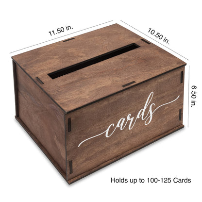 Wooden Wedding Card Box with Slot and Lid | Graduation Card Box for Party 2026 | Grad Gift Money Envelope Holder for Reception, Bridal Shower, Birthday, Retirement | Rustic Keepsake Decorations