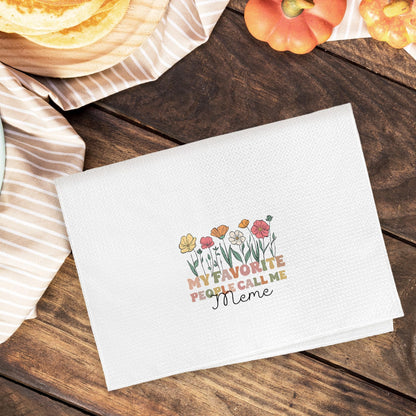 Meme Gifts Kitchen Towels, Mema Grandma Gifts from Grandkids Mother's Day Hand Towels for Bathroom Decor, My Favorite People Call Me Meme Dishcloths Dish Towel for Kitchen, 16x24 Inches