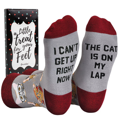 Cavertin Women's Novelty Socks with Gift Box Cat Lover Dog Mom Book Lover Cat Mom Llama Unicorn Sloth Corgi