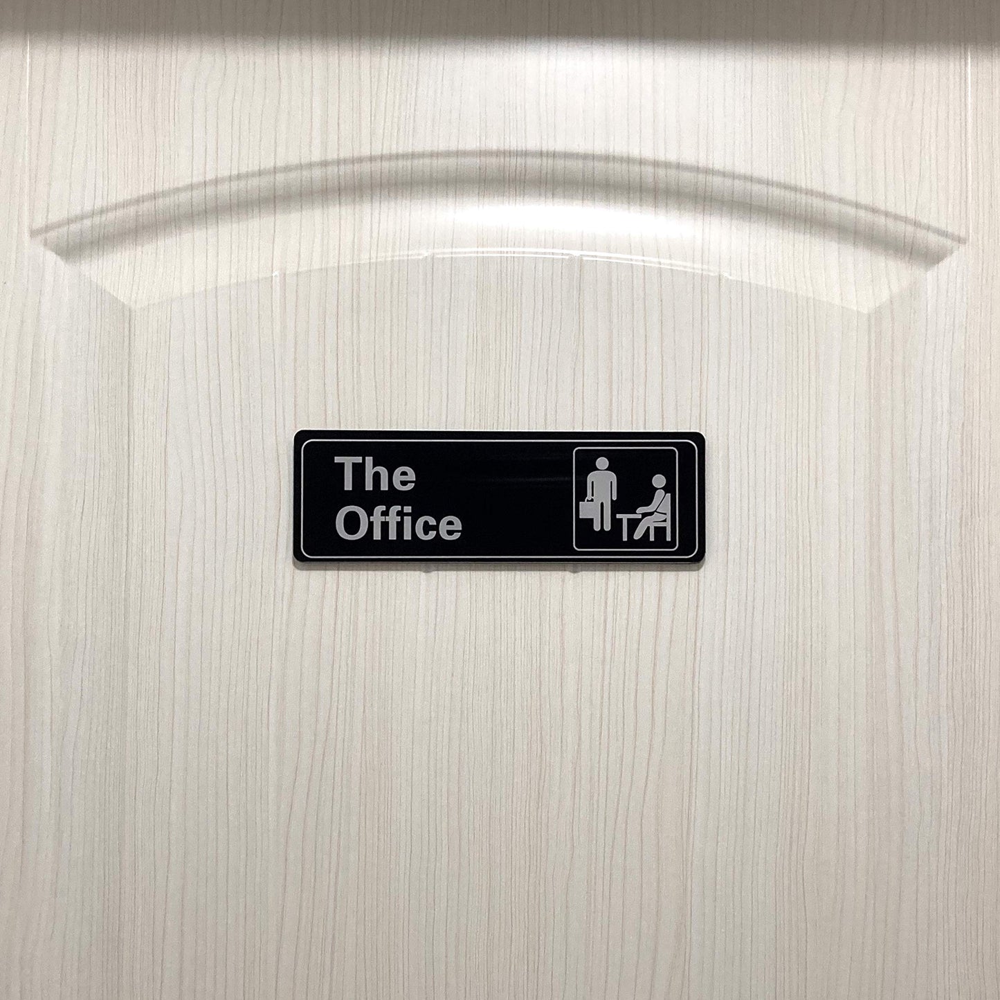 HOHAJIU The Office Sign Self-Adhesive Acrylic Sign for Door or Wall 9 X 3 Inch Name Plate for Your Office (Black and White)