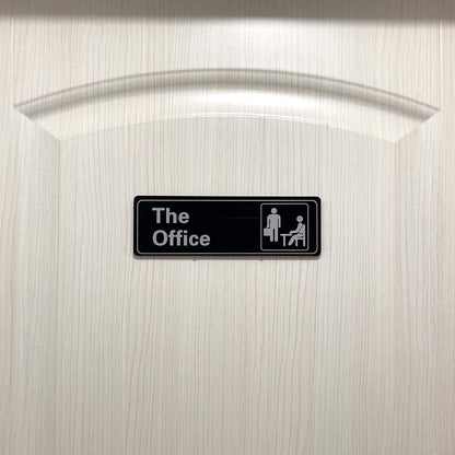HOHAJIU The Office Sign Self-Adhesive Acrylic Sign for Door or Wall 9 X 3 Inch Name Plate for Your Office (Black and White)