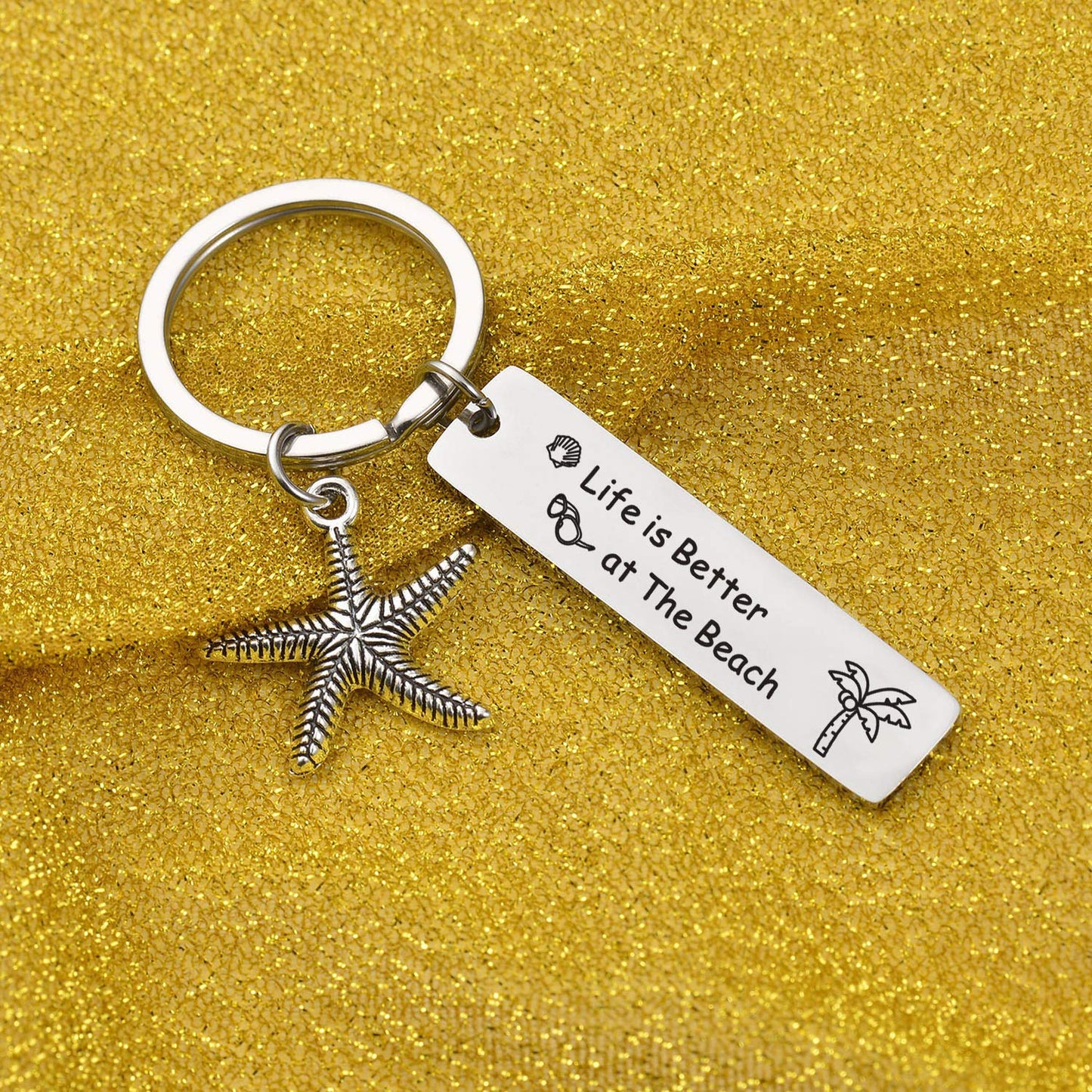 7RVZM Beach Gifts for Women Friends - Beach Lover Keychain Summer Ocean Gift Starfish Keychain - Christmas Jewelry Beachy Friendship Gifts for Summer Vacation Gift