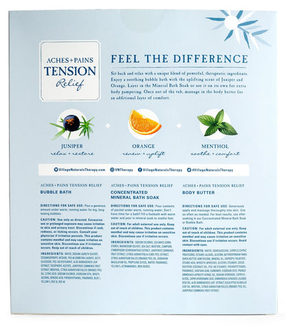 Village Naturals Therapy 3-Piece Tension Relaxing Wellness Spa Gift Set, Cedar Citrus Scent