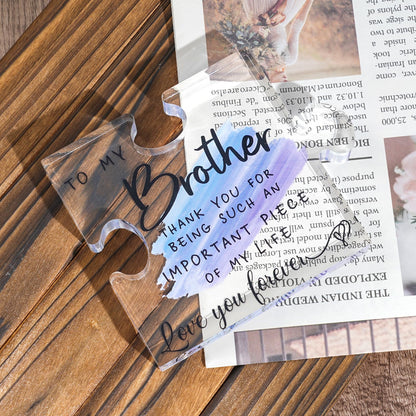 Gifts for Brother - Brother Gifts from Sister - Christmas Birthday Gifts for Brother - 4 * 4.7" Acrylic Puzzle with Gifts Box, Brother Fathers Day, Gifts from Sister, Best Brother Ever Plaque