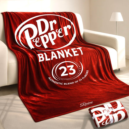 Dr Pepper Blanket (80” x 60”) XL – Ultra Soft Fleece Blanket for Room Decor Aesthetic - Red Throw Blanket for Couch, Bed & Travel | Home Decor, Funny for Soda Fans.