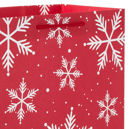 Hallmark Rustic Christmas Gift Bag Assortment (8 Bags: 3 Small 6", 3 Medium 9", 2 Large 13") Gray, White and Red, Farmhouse, Snowman, Snowflakes, Merry and Bright Wreath