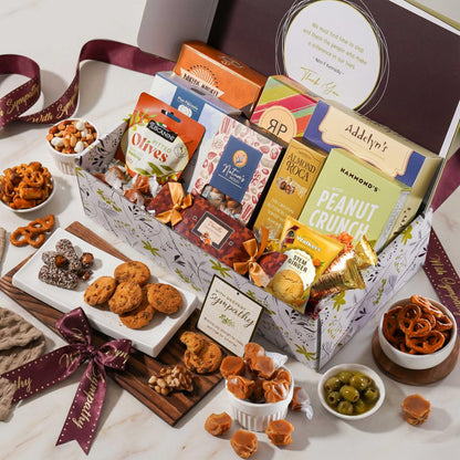 Broadway Basketeers Sympathy Gift Basket – Deluxe Gourmet Delight Condolence & Bereavement Care Package with Kosher Snacks – Thoughtful Gift for Loss of loved one, Funeral, Memorial, Shiva