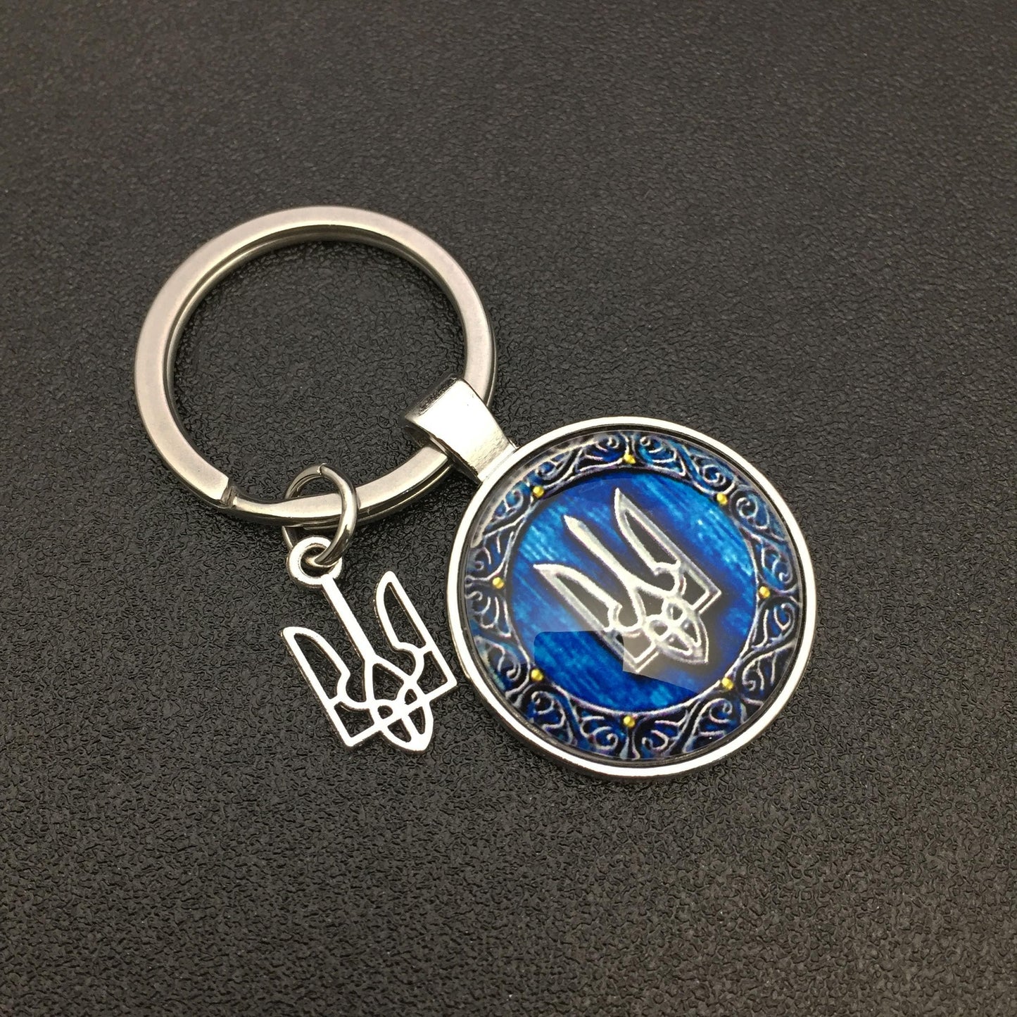 Ukraine Trident - Keychains Handmade Glass Cabochon Alloys - Ukraine Gifts - Ukrainian Jewelry