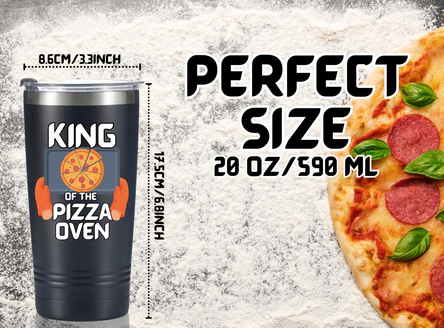 Onebttl Pizza Gifts for Pizza Makers Lovers for Christmas, Birthday, 20oz Stainless Steel Tumbler with Lid and Straw - Pizza Making Themed