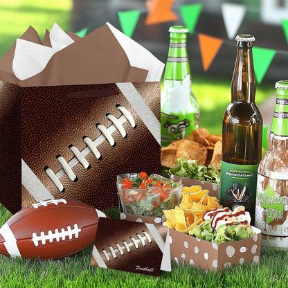Jiaoiudi Football Party Bags with Tissue Paper Greeting Card Football Gift Bags Large with Handles Football Goodie Bags
